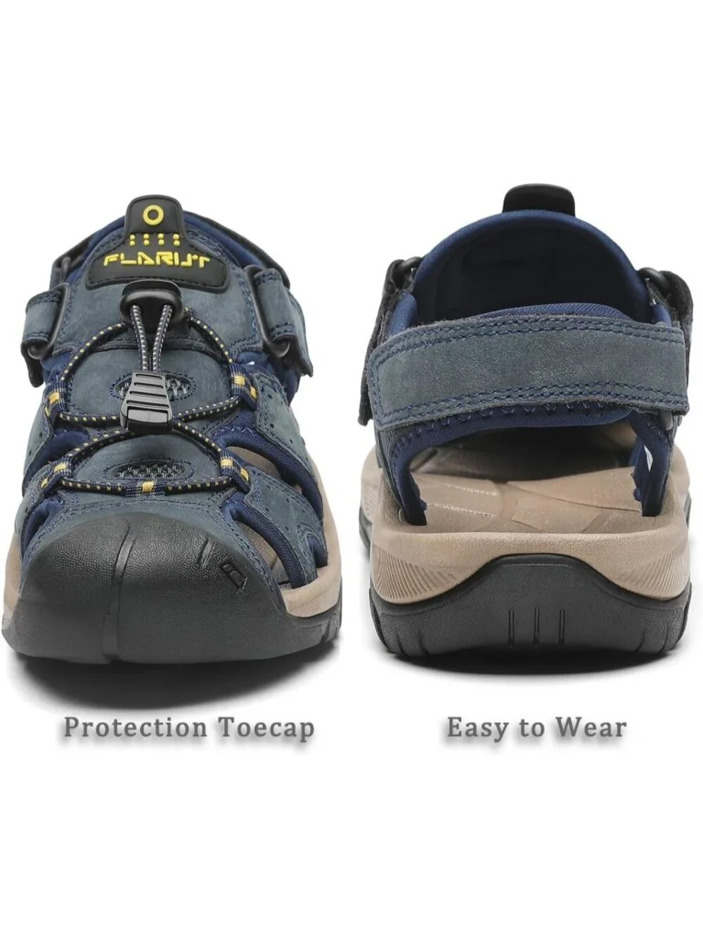 Mens Blue Closed Toe Leather Athletic Outdoor Hiking Sport Casual Sandal Shoes